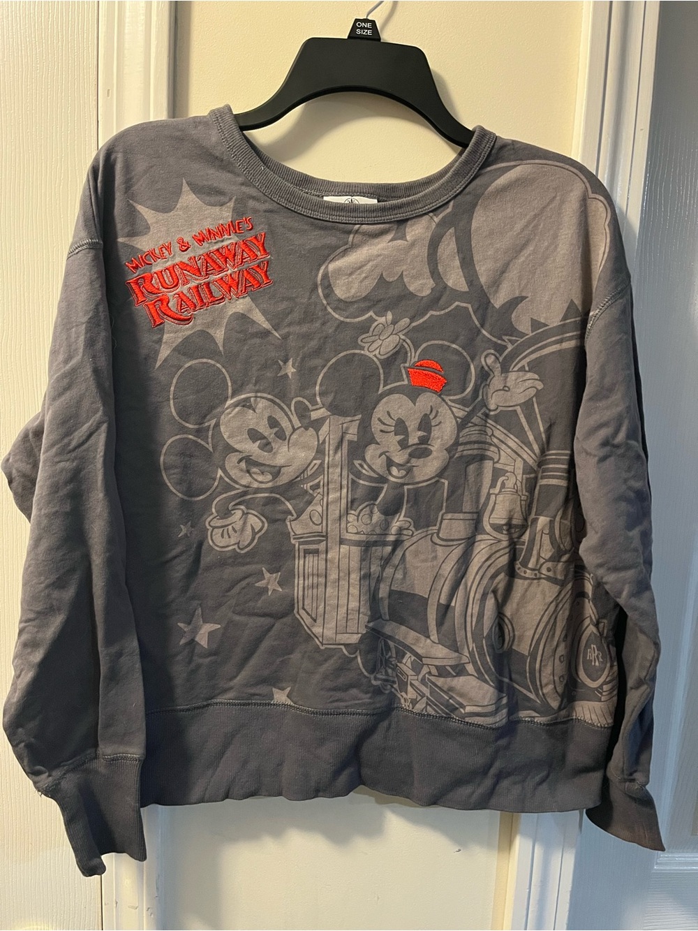 Disney Parks Runaway Railway Long Sleeve TShirt Embroidered Red Bird Medium M